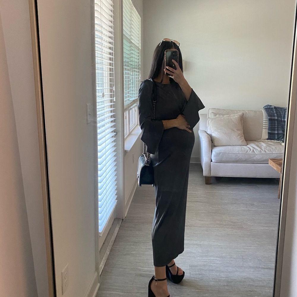 Zara Charcoal Long Sleeve Dress